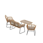 Ensemble de salon de jardin Arden 4 pièces en osier avec coussins