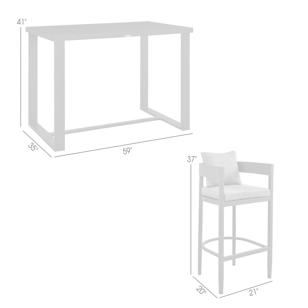 Ensemble de salle à manger d'extérieur Argiope en aluminium gris, 5 pièces, hauteur bar