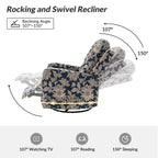 Fauteuil inclinable pivotant manuel Arlette Floral avec dossier capitonné, lot de 2