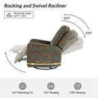 Fauteuil inclinable pivotant manuel Arlette Floral avec dossier capitonné, lot de 2