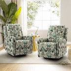 Fauteuil inclinable pivotant manuel Arlette Floral avec dossier capitonné, lot de 2