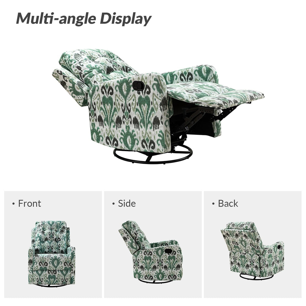 Fauteuil inclinable pivotant manuel Arlette Floral avec dossier capitonné, lot de 2