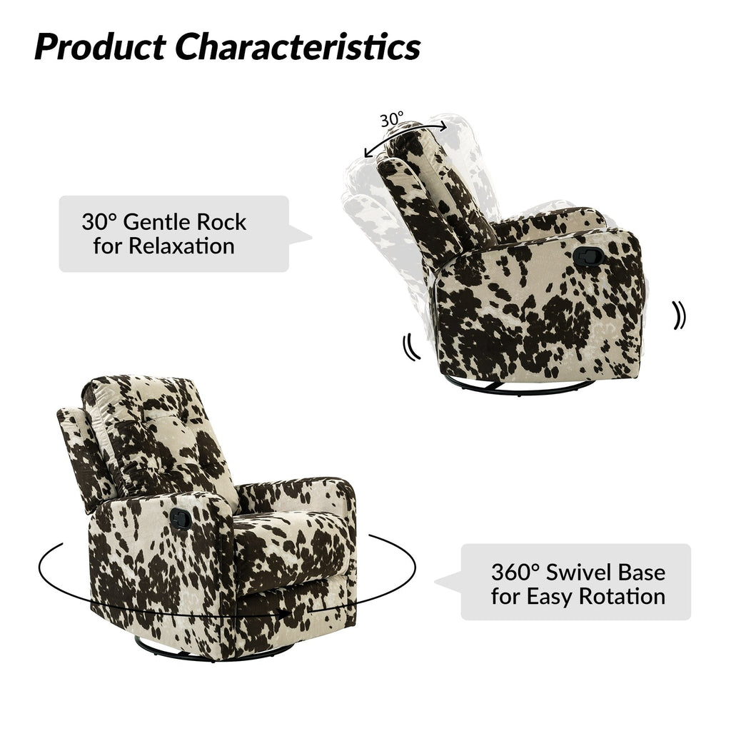 Fauteuil inclinable pivotant manuel Arlette Floral avec dossier capitonné, lot de 2