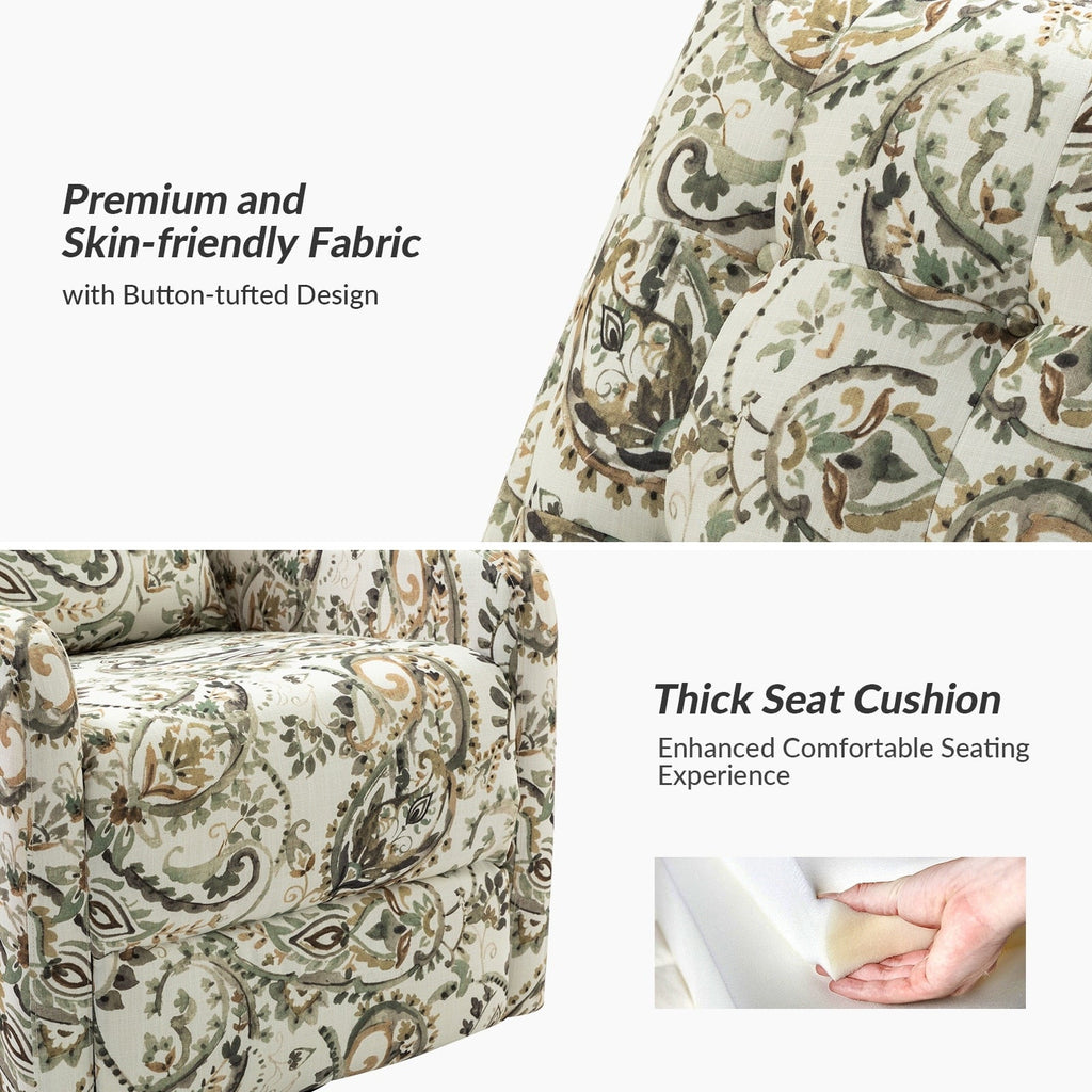 Fauteuil inclinable pivotant manuel Arlette Floral avec dossier capitonné, lot de 2