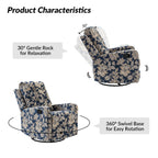 Fauteuil inclinable pivotant manuel Arlette Floral avec dossier capitonné, lot de 2