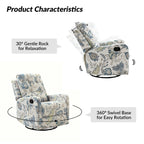 Fauteuil inclinable pivotant manuel Arlette Floral avec dossier capitonné, lot de 2