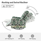 Fauteuil inclinable pivotant manuel Arlette Floral avec dossier capitonné, lot de 2