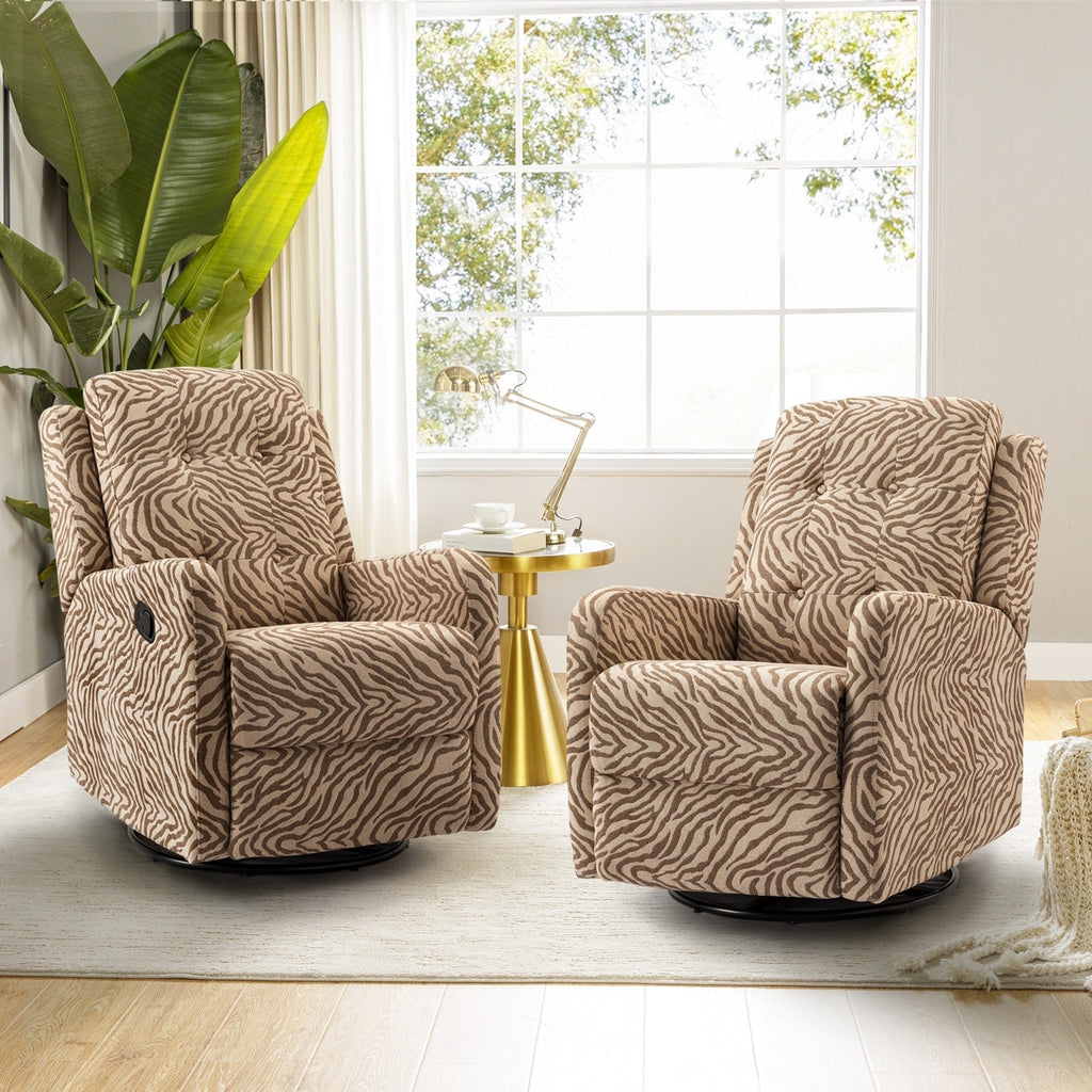 Fauteuil inclinable pivotant manuel Arlette Floral avec dossier capitonné, lot de 2