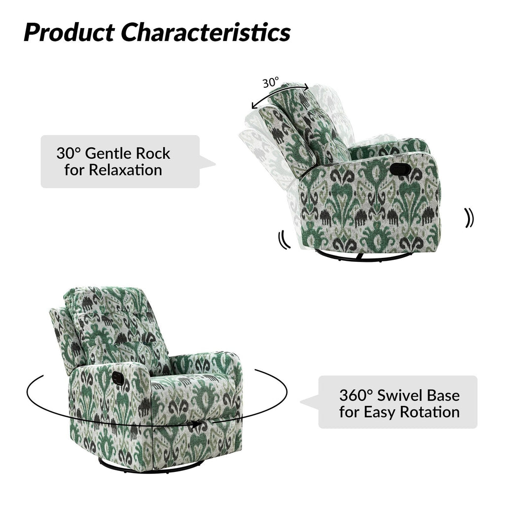 Fauteuil inclinable pivotant manuel Arlette Floral avec dossier capitonné, lot de 2