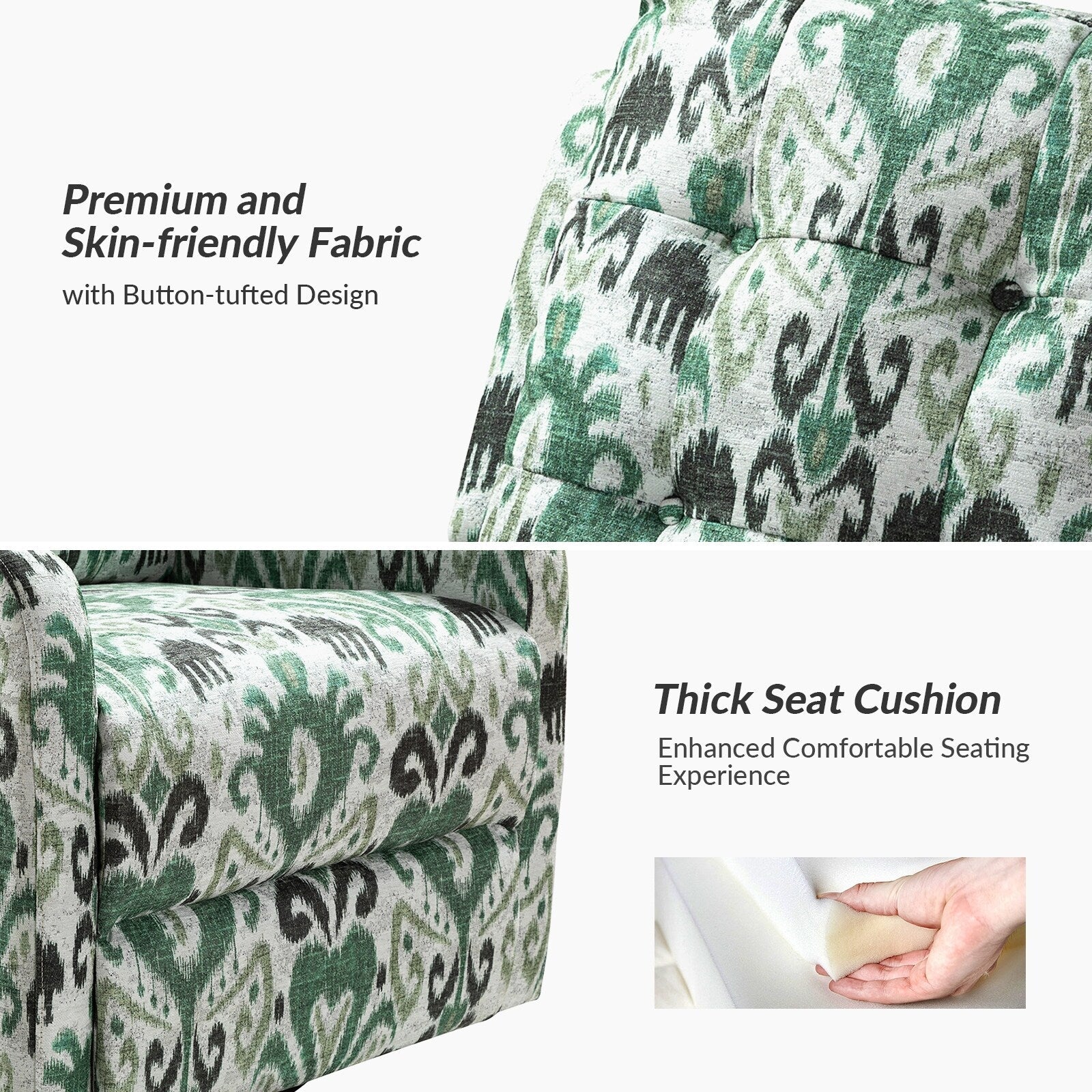 Fauteuil inclinable pivotant manuel Arlette Floral avec dossier capitonné, lot de 2