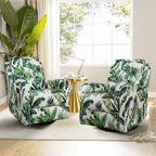 Fauteuil inclinable pivotant manuel Arlette Floral avec dossier capitonné, lot de 2