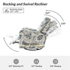 Fauteuil inclinable pivotant manuel Arlette Floral avec dossier capitonné, lot de 2