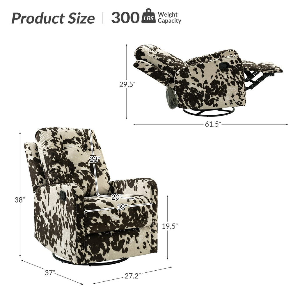 Fauteuil inclinable manuel pivotant Arlette à motif floral contemporain avec dossier capitonné