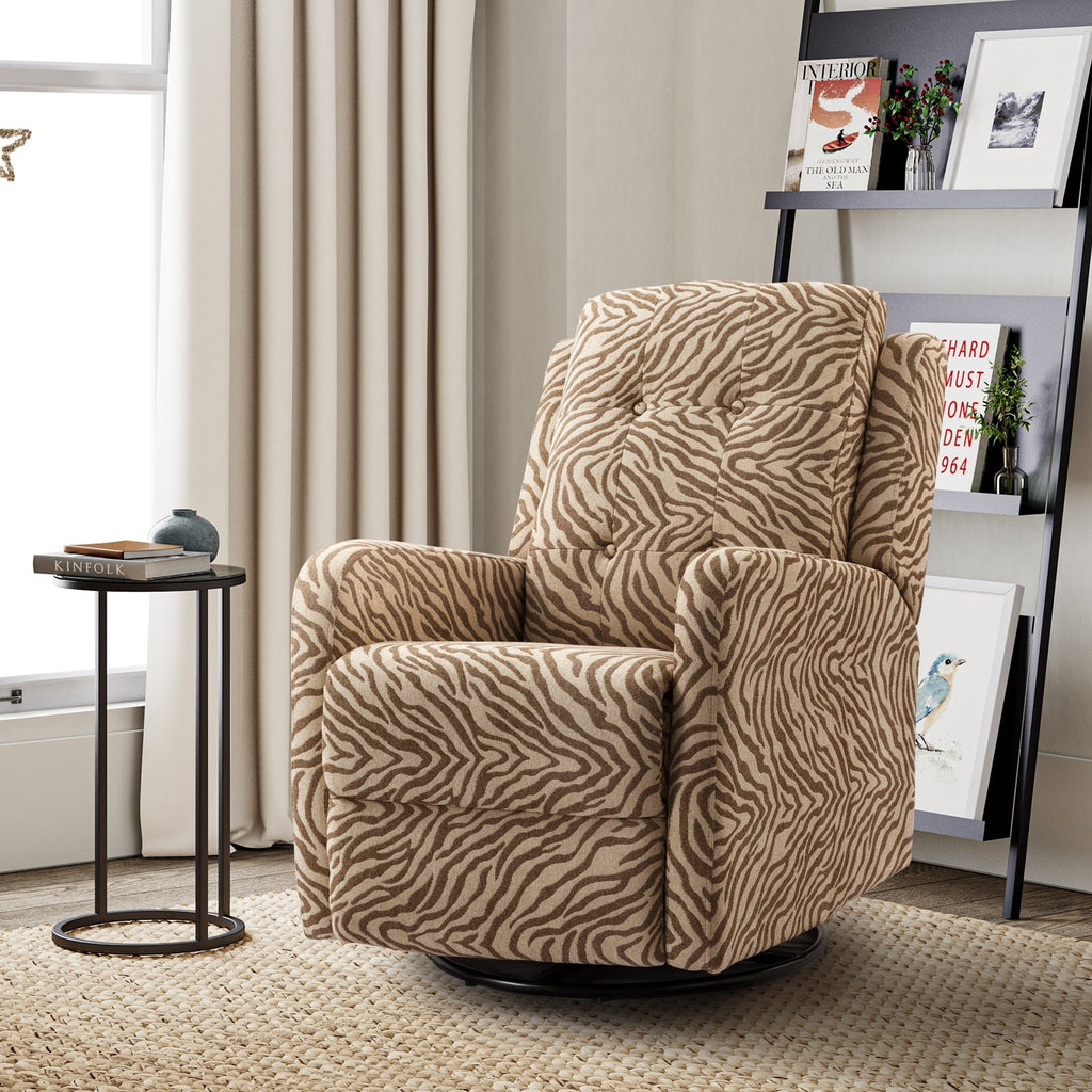 Fauteuil inclinable manuel pivotant Arlette à motif floral contemporain avec dossier capitonné