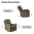 Fauteuil inclinable manuel pivotant Arlette à motif floral contemporain avec dossier capitonné