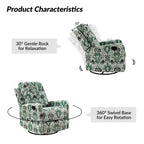 Fauteuil inclinable manuel pivotant Arlette à motif floral contemporain avec dossier capitonné