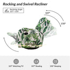 Fauteuil inclinable manuel pivotant Arlette à motif floral contemporain avec dossier capitonné