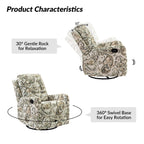 Fauteuil inclinable manuel pivotant Arlette à motif floral contemporain avec dossier capitonné