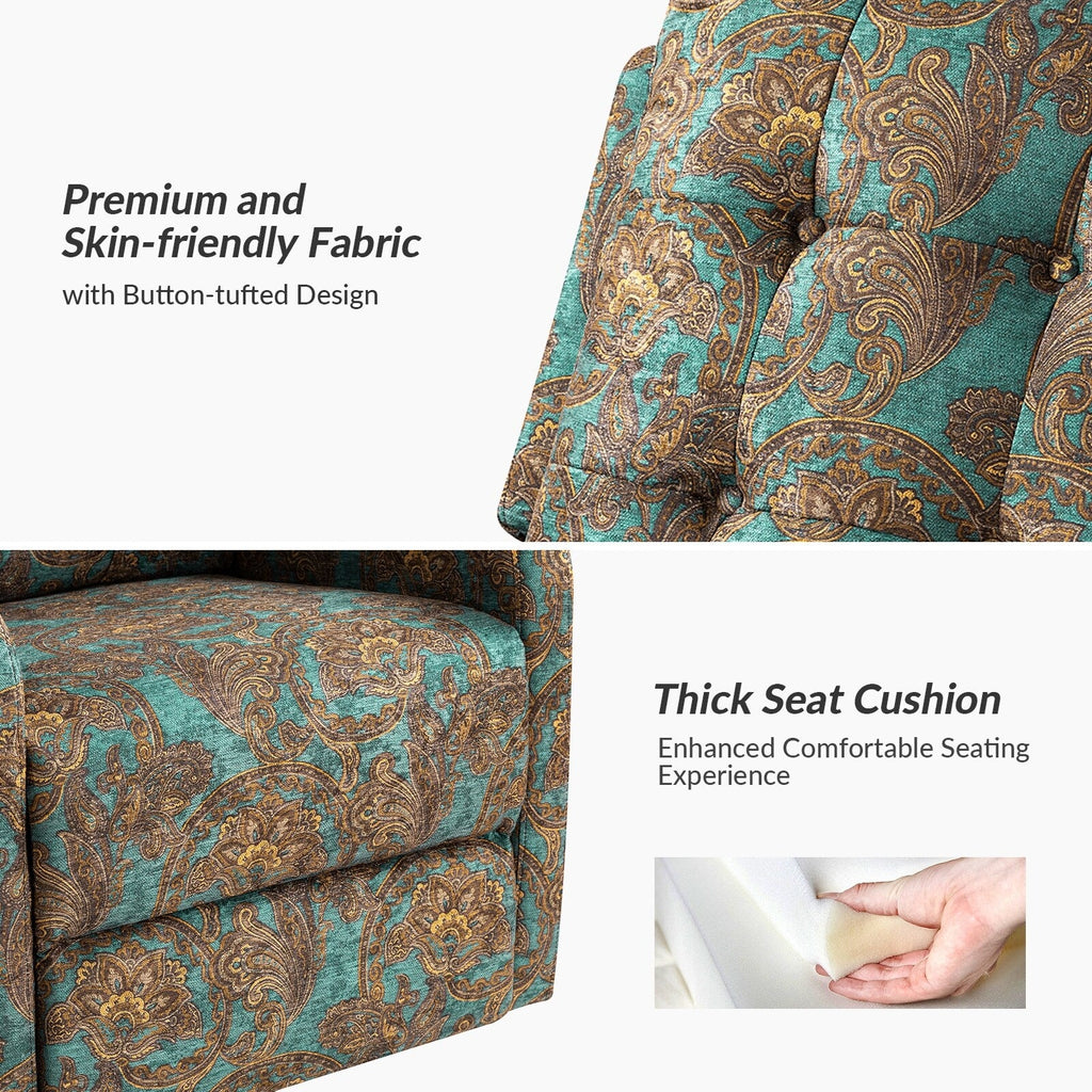 Fauteuil inclinable manuel pivotant Arlette à motif floral contemporain avec dossier capitonné