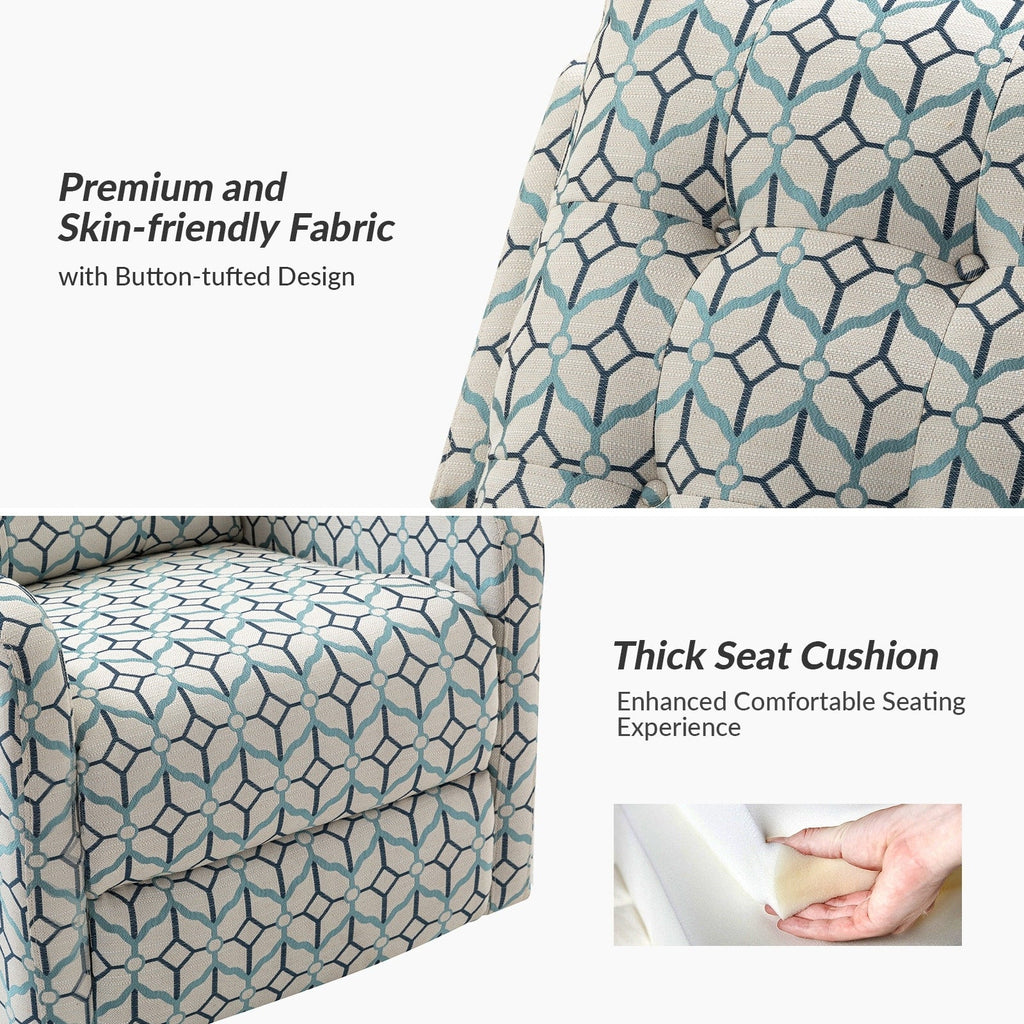 Fauteuil inclinable manuel pivotant Arlette à motif floral contemporain avec dossier capitonné