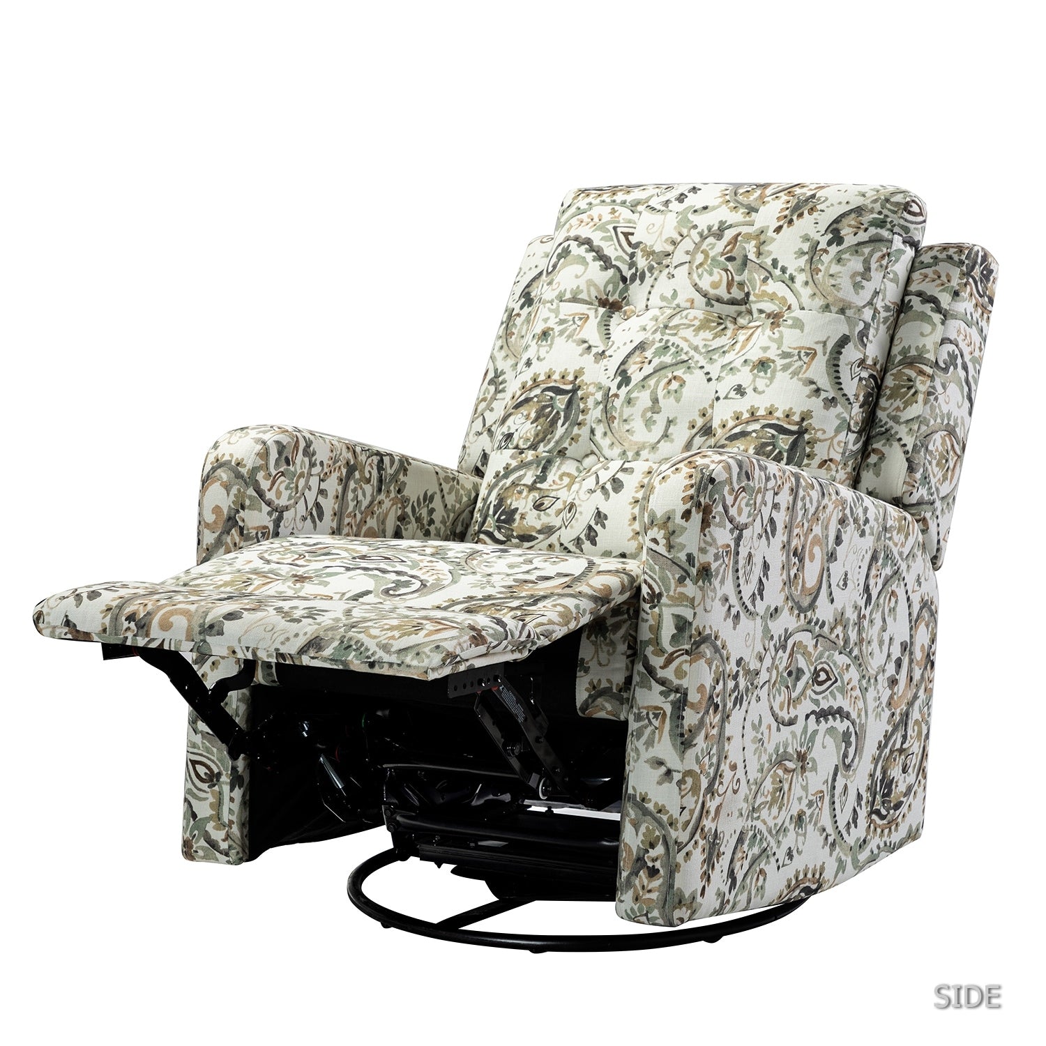 Fauteuil inclinable manuel pivotant Arlette à motif floral contemporain avec dossier capitonné