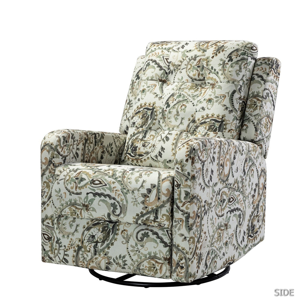 Fauteuil inclinable manuel pivotant Arlette à motif floral contemporain avec dossier capitonné