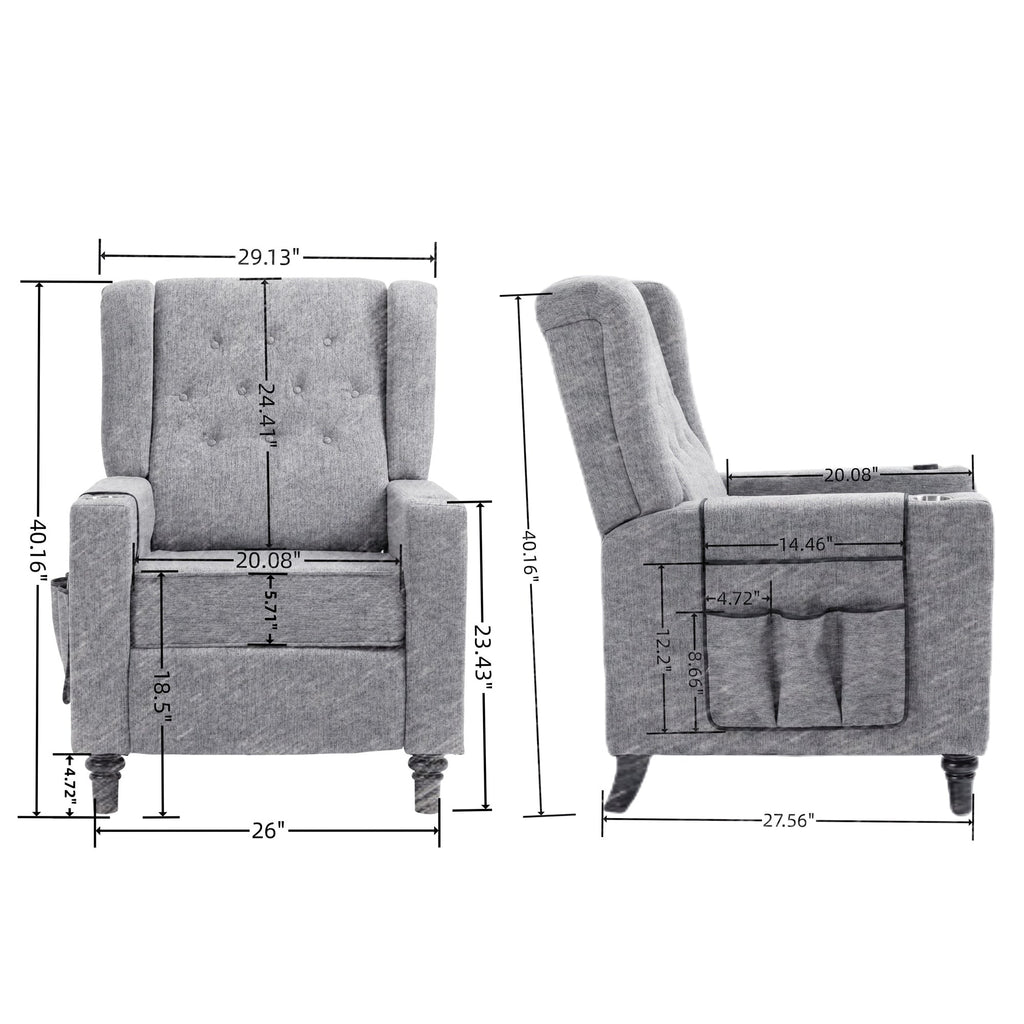 Fauteuil inclinable à bras poussants