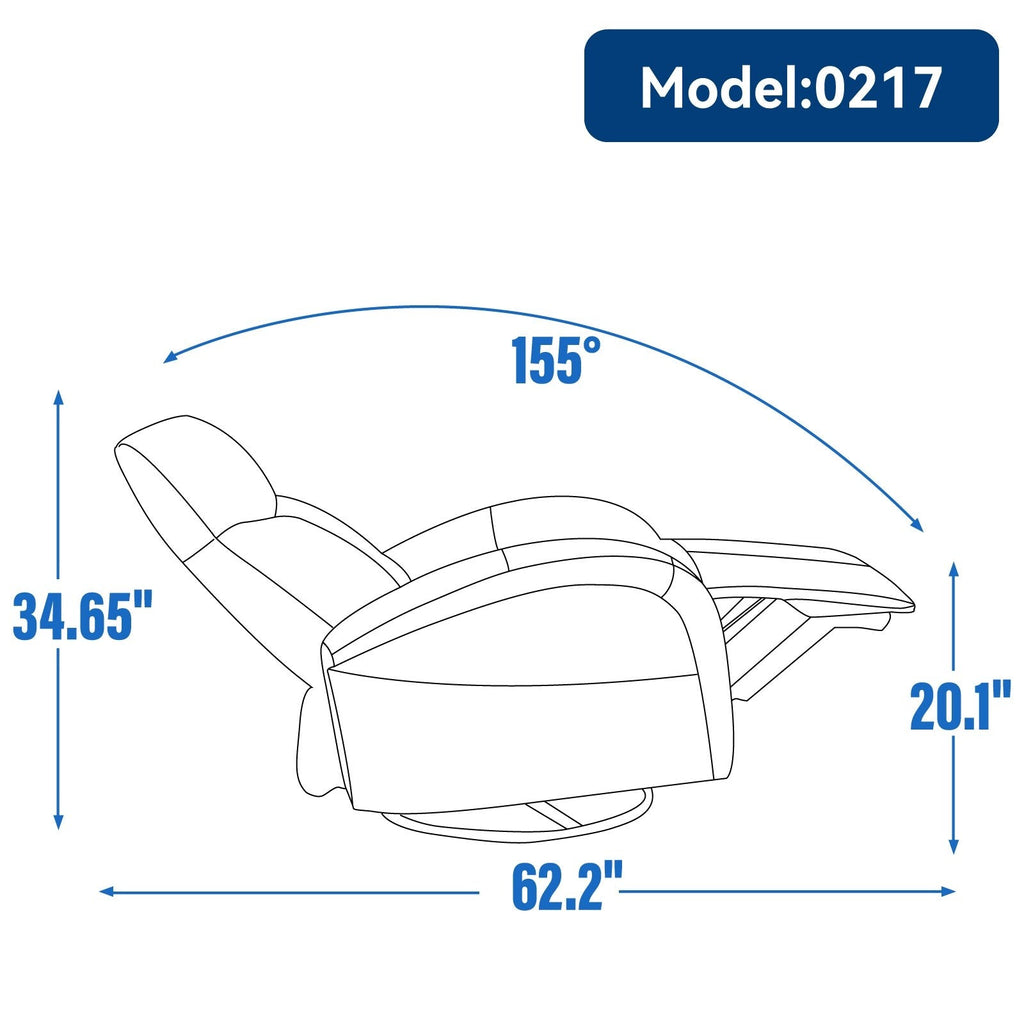 Fauteuil inclinable électrique sans accoudoirs avec chargement USB-C et dossier haut