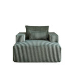 Fauteuil de salon moderne en velours côtelé vert armée de 62,5 po avec 2 coussins