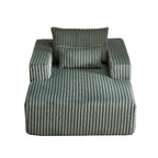 Fauteuil de salon moderne en velours côtelé vert armée de 62,5 po avec 2 coussins