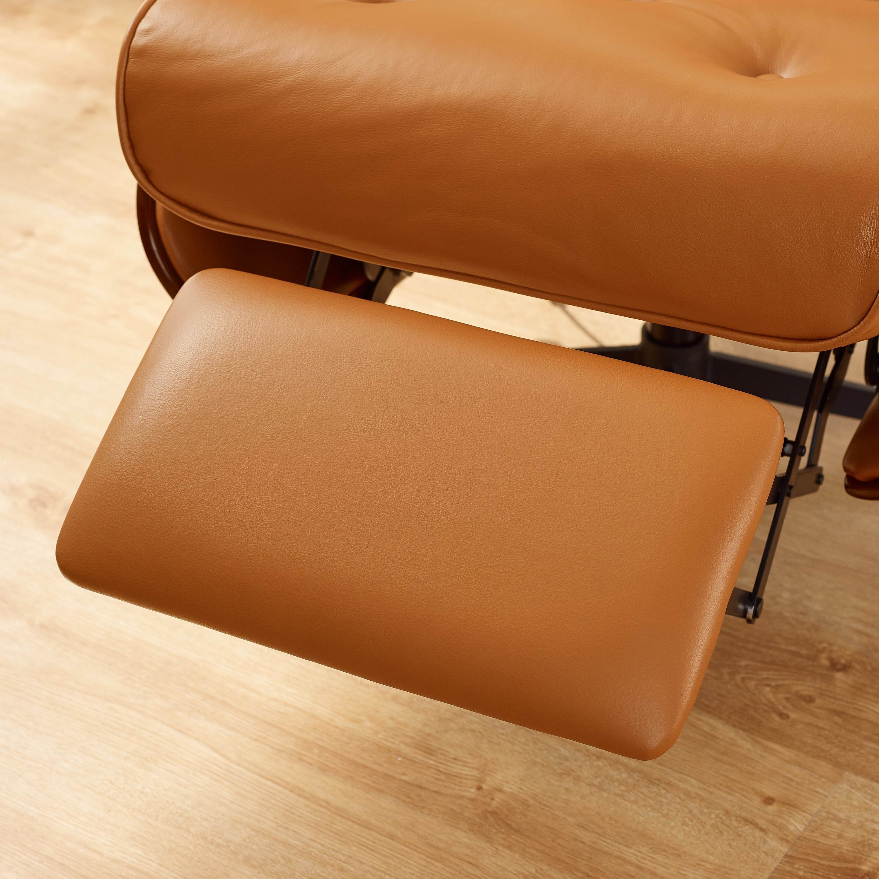 Fauteuil inclinable en cuir véritable Art Leon de style milieu du siècle moderne