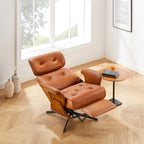 Fauteuil inclinable en cuir véritable Art Leon de style milieu du siècle moderne