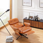 Fauteuil inclinable électrique pivotant en cuir pleine fleur Art Leon