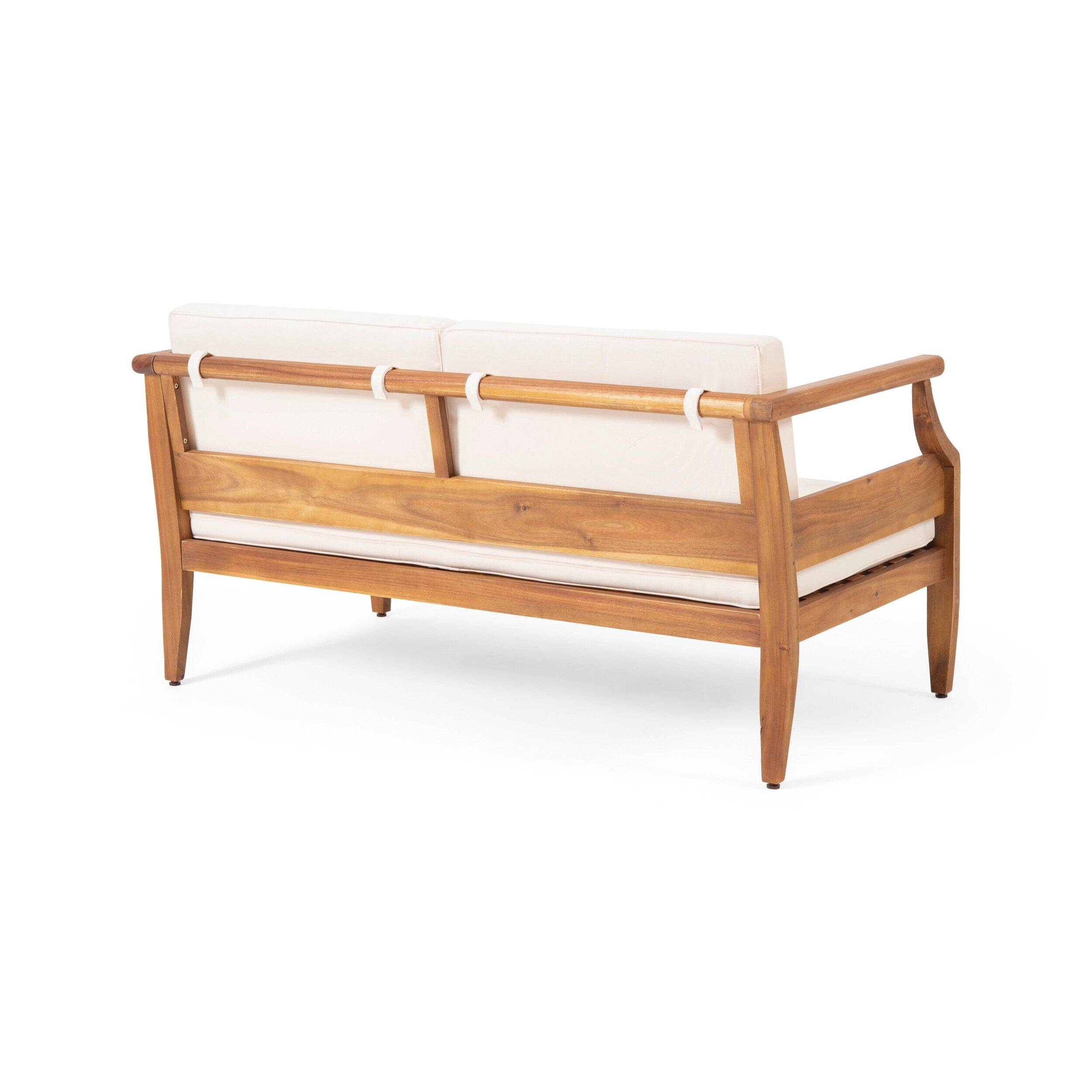 Ensemble de salon de jardin 4 places Aston de style Mid-Century Modern en acacia avec coussins par Christopher Knight Home