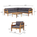 Ensemble de salon sectionnel en bois d'acacia Aston Outdoor de style milieu de siècle par Christopher Knight Home