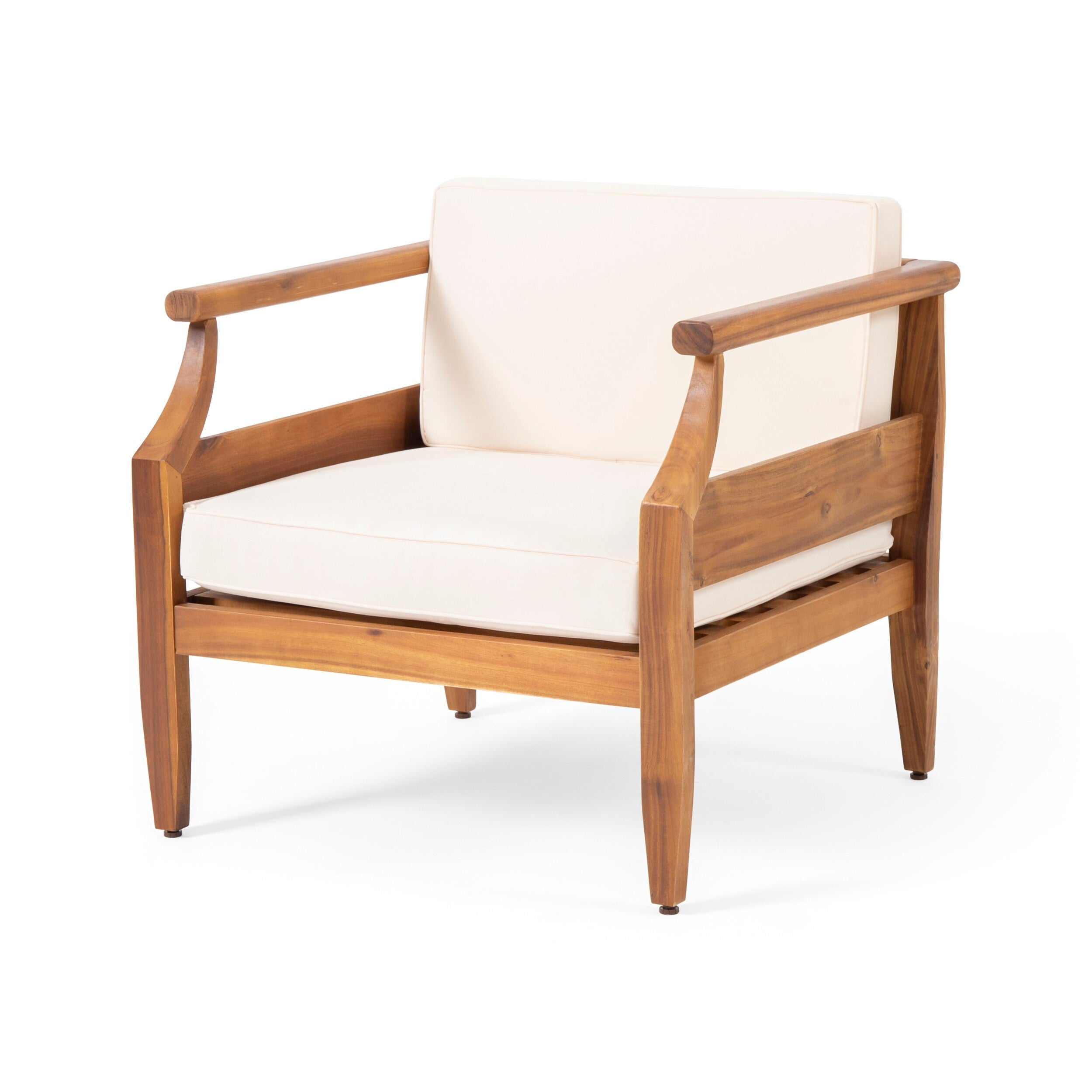 Fauteuils club d'extérieur modernes en acacia avec coussins Aston (lot de 2) par Christopher Knight Home