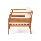 Fauteuils club d'extérieur modernes en acacia avec coussins Aston (lot de 2) par Christopher Knight Home