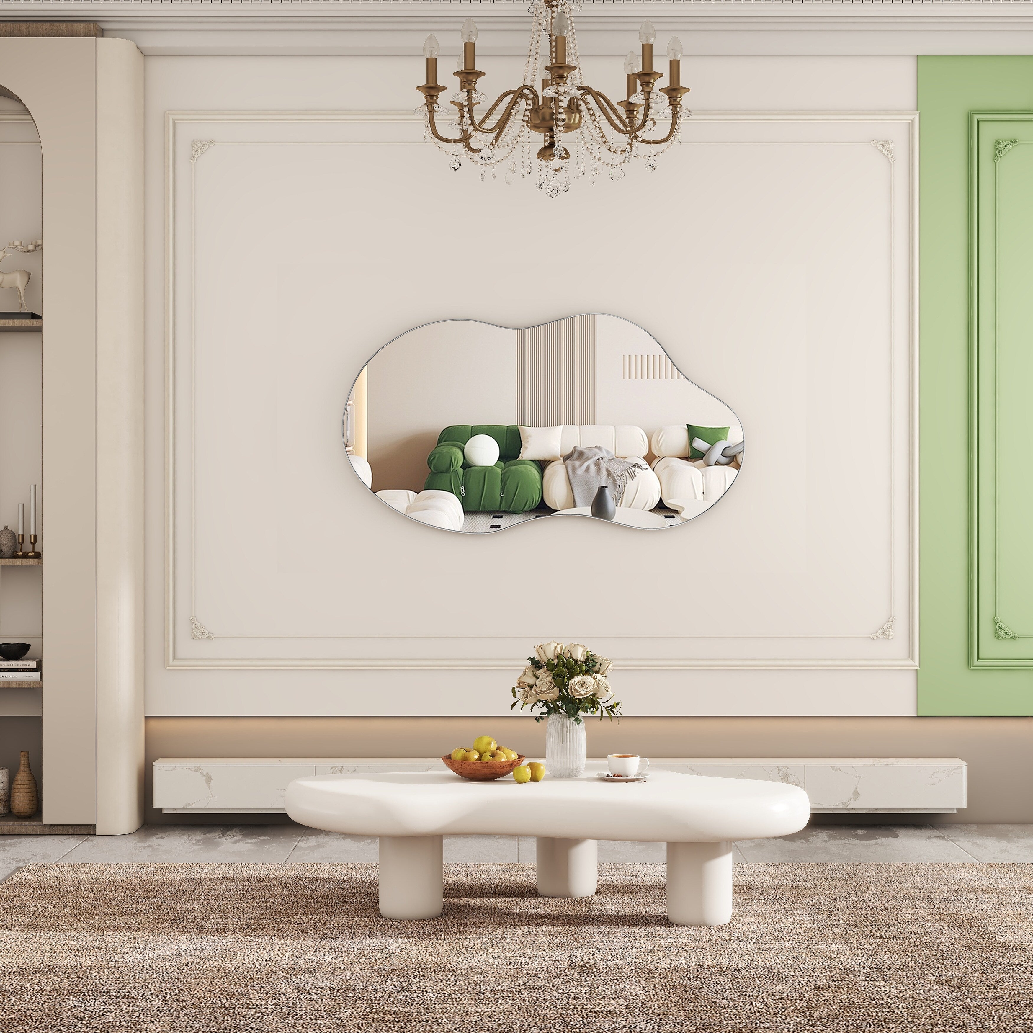 Miroir mural asymétrique ondulé antique