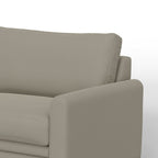 Canapé Ata, polyester gris amande, 2 coussins, bois massif marron, 218 cm