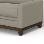 Canapé Ata, polyester gris amande, 2 coussins, bois massif marron, 218 cm