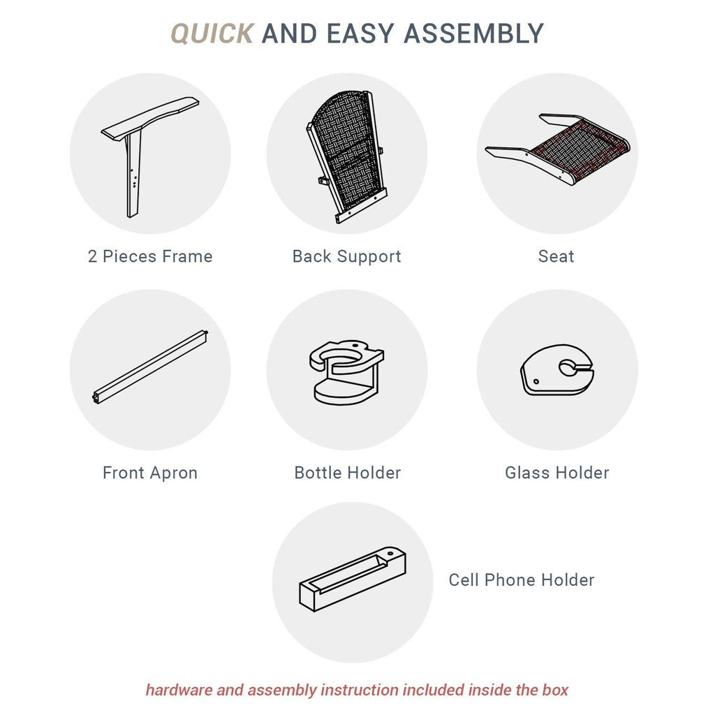 Ensemble de 4 chaises Adirondack d'extérieur rembourrées en teck Cambridge Casual Auburn