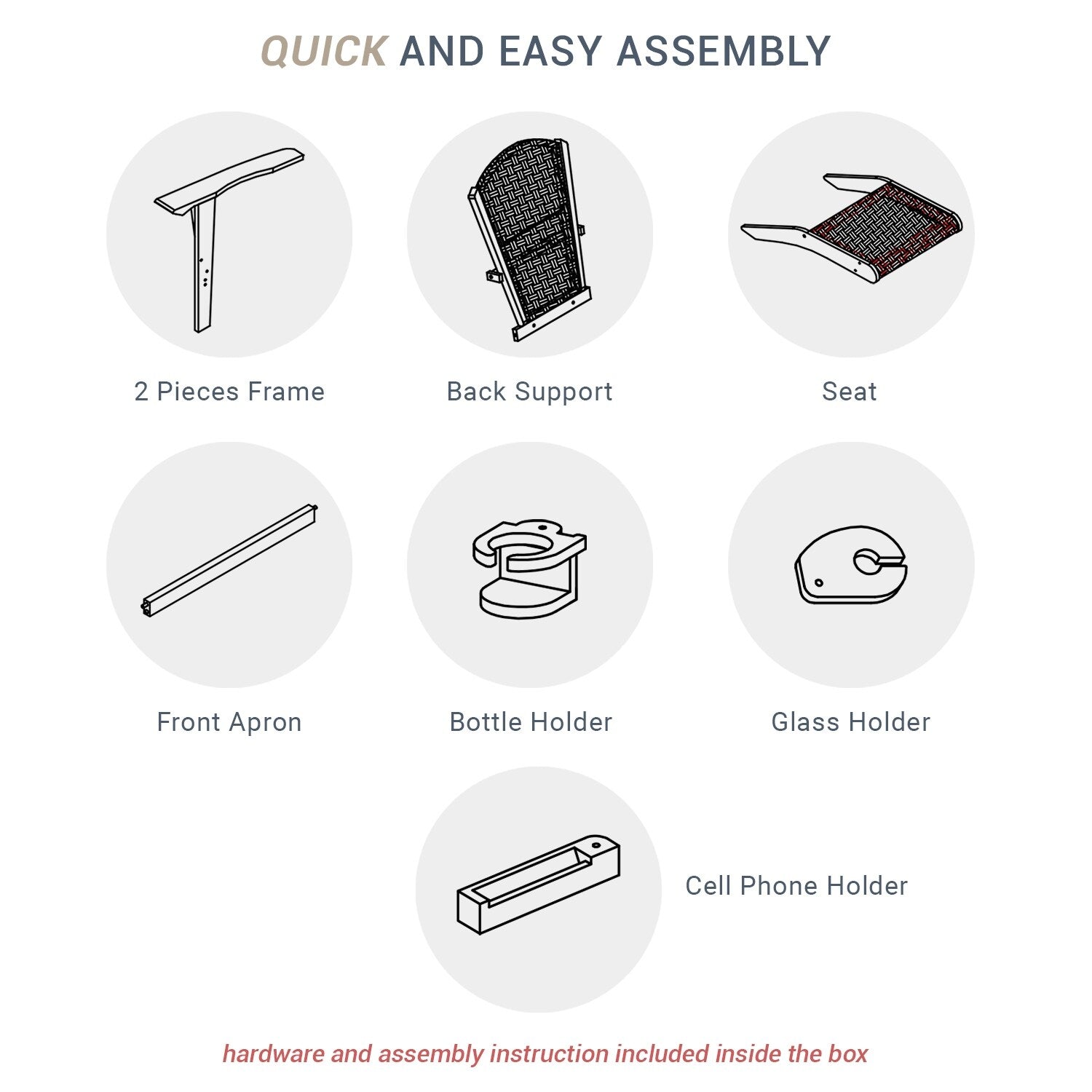 Ensemble de 4 chaises Adirondack d'extérieur rembourrées en teck Cambridge Casual Auburn
