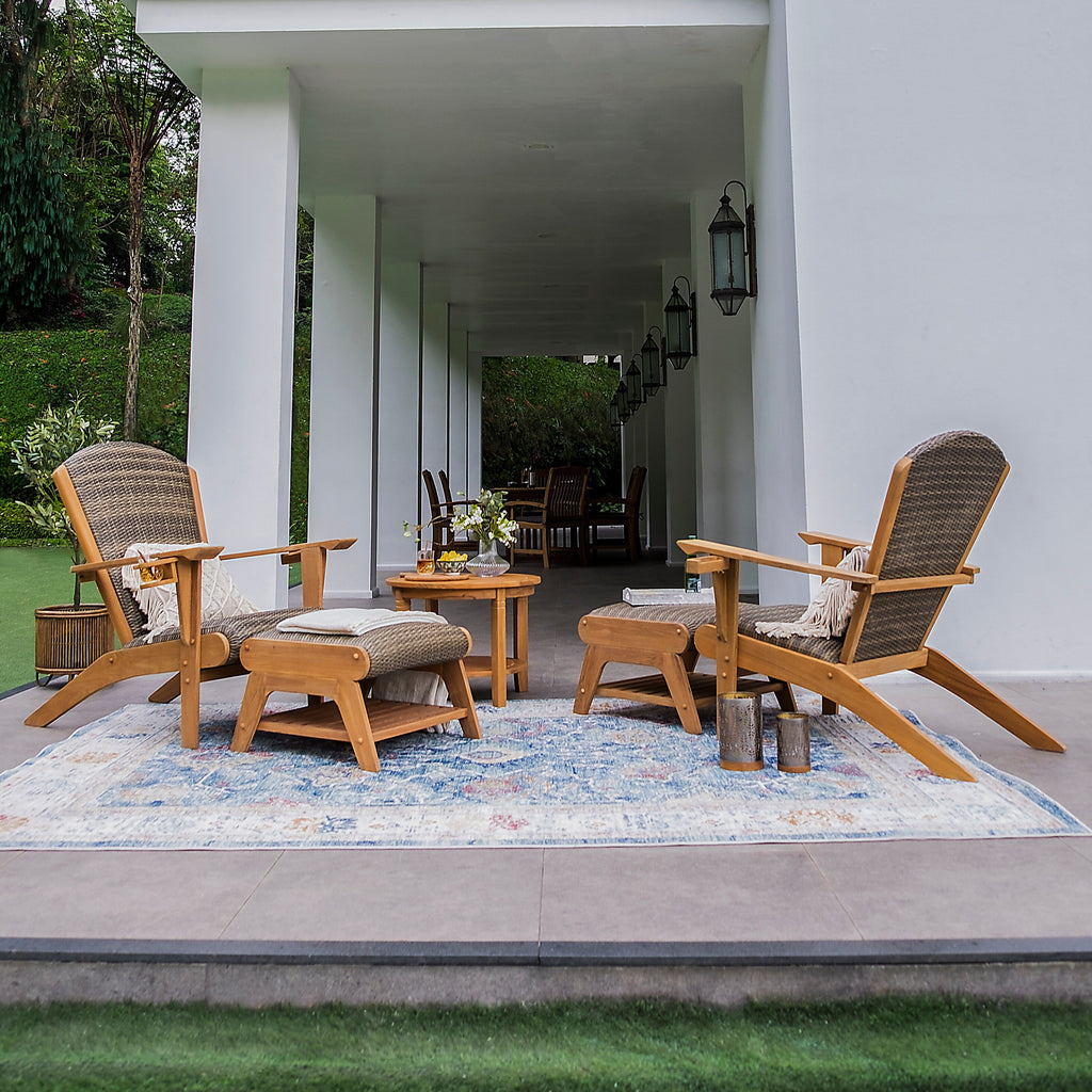 Ensemble de 5 chaises Adirondack d'extérieur rembourrées en teck Cambridge Casual Auburn