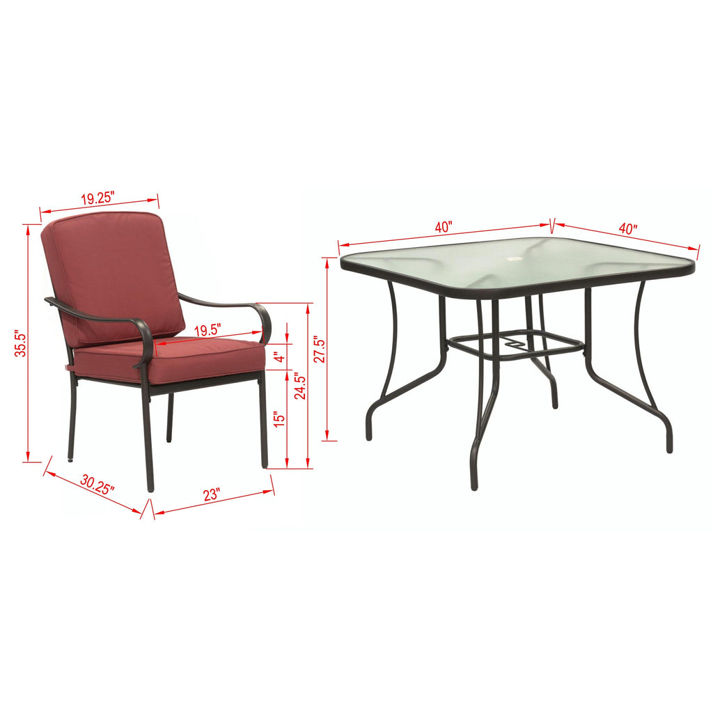 Ensemble de salle à manger d'extérieur Augusta 5 pièces avec table carrée