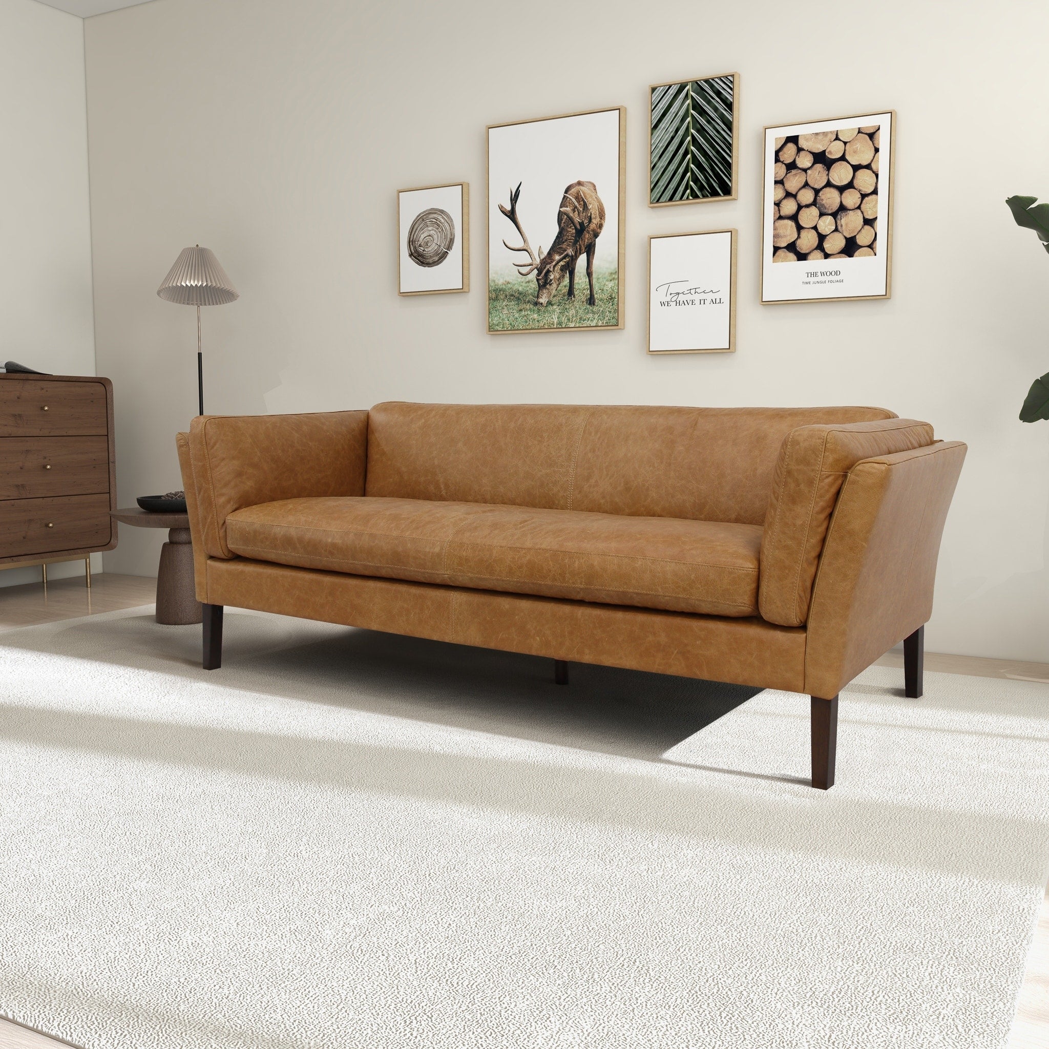 Canapé de salon Aura 78 en cuir véritable de style moderne du milieu du siècle