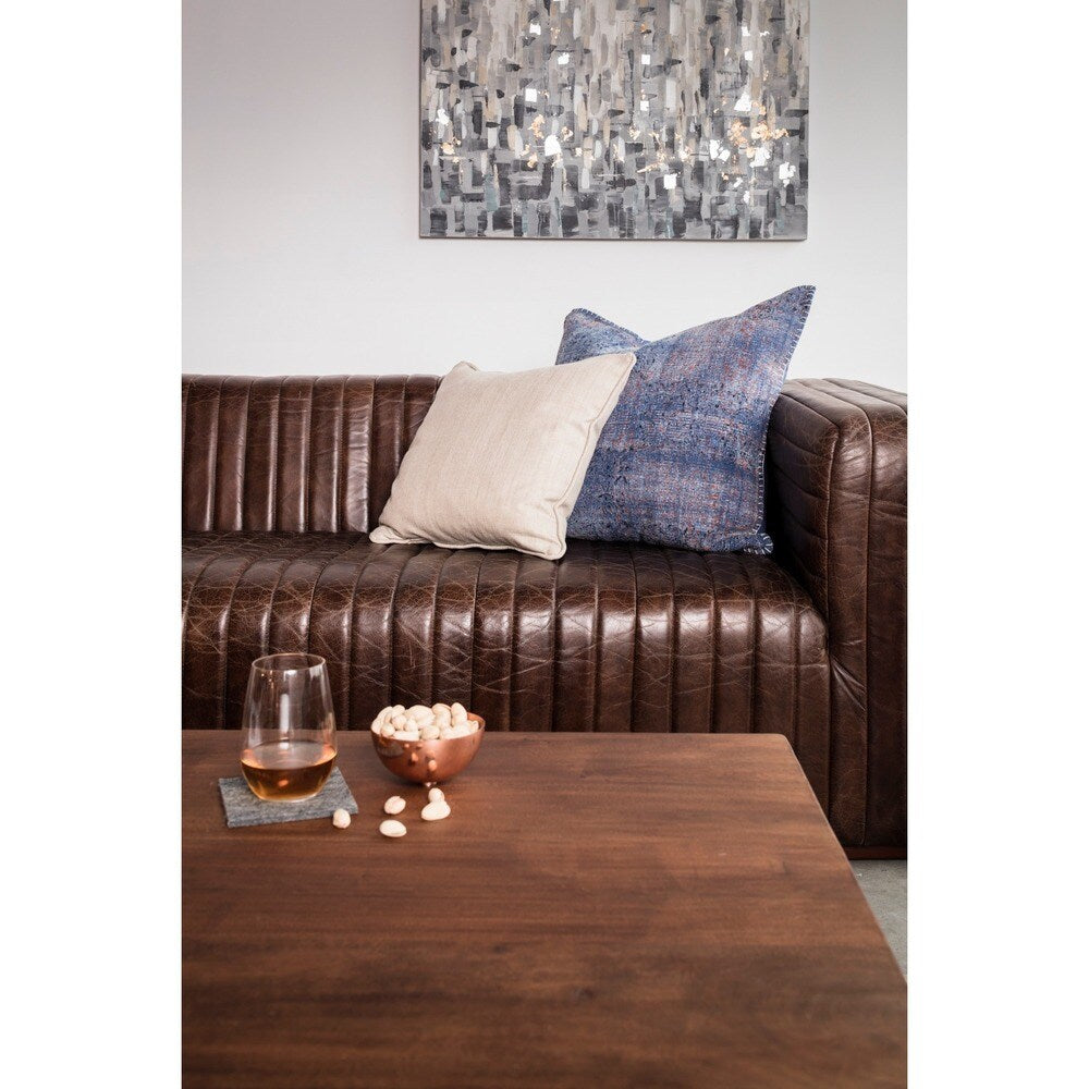 Canapé moderne en cuir à coutures en U d'Aurelle Home Caolo