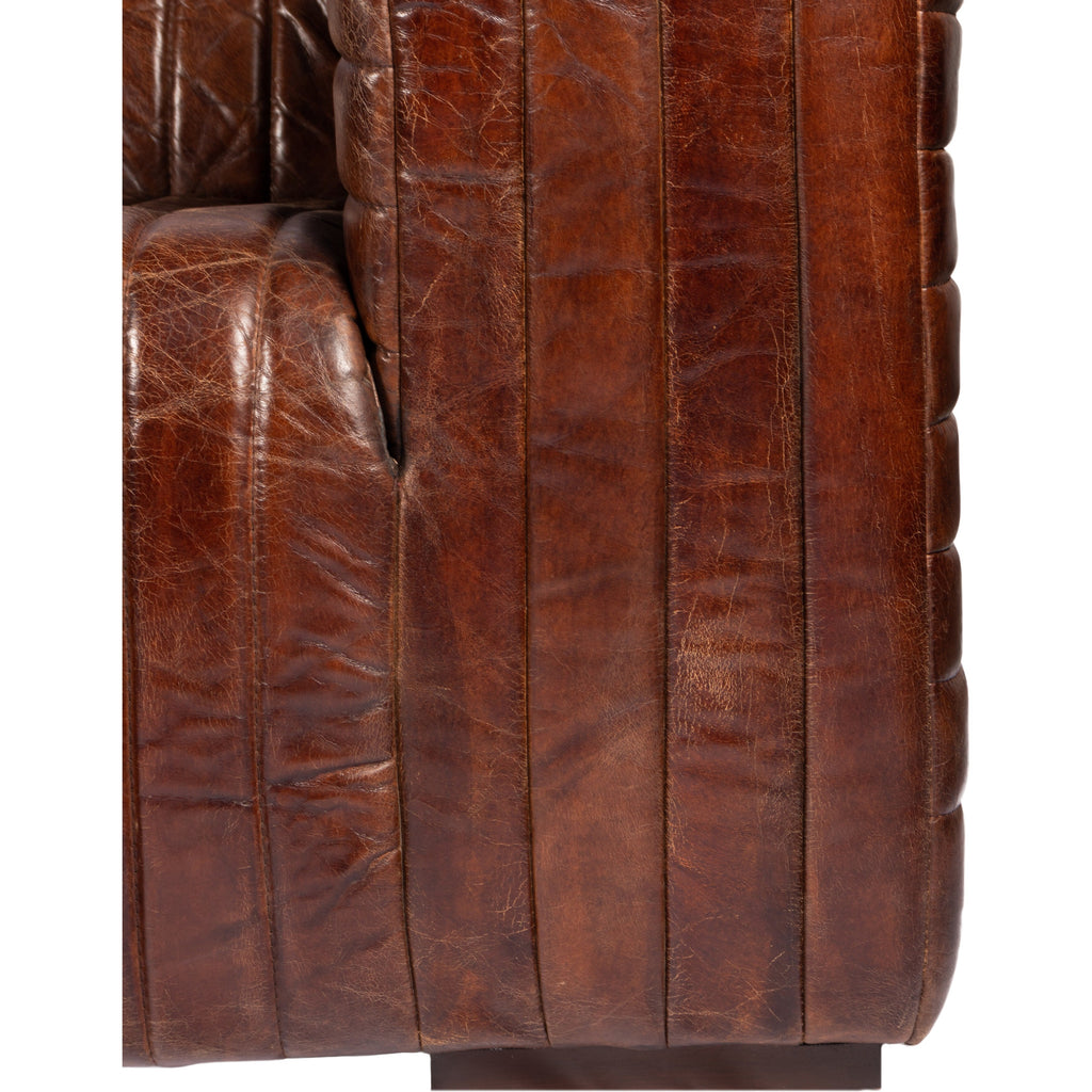 Canapé moderne en cuir à coutures en U d'Aurelle Home Caolo