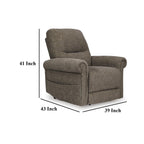 Fauteuil inclinable releveur électrique Auro, massage thermique, polyester brun taupe