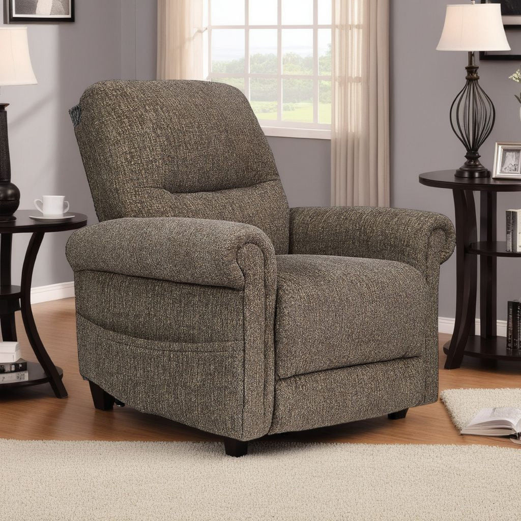 Fauteuil inclinable releveur électrique Auro, massage thermique, polyester brun taupe