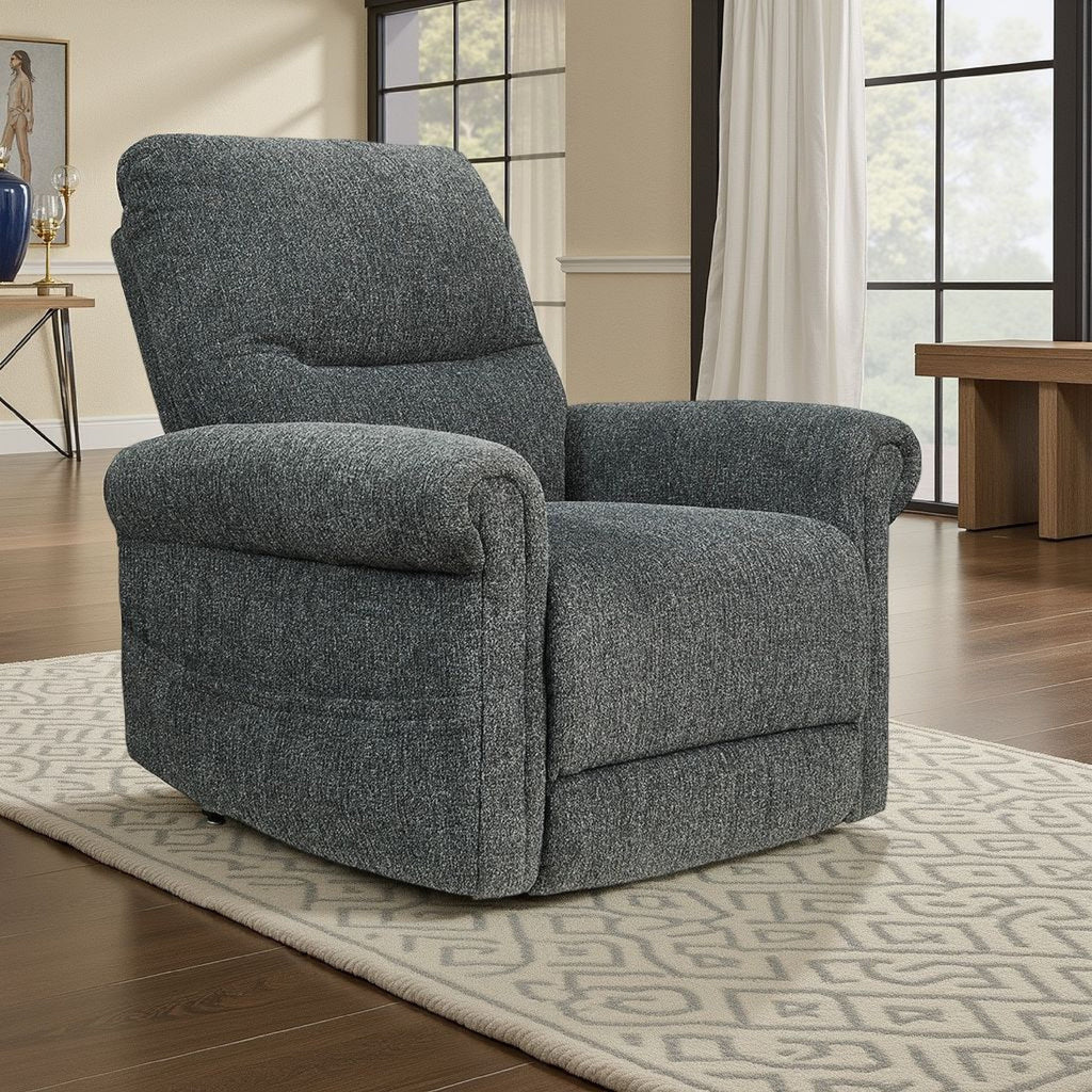 Fauteuil inclinable releveur électrique Auro, chauffant et massant, 99 cm, polyester gris